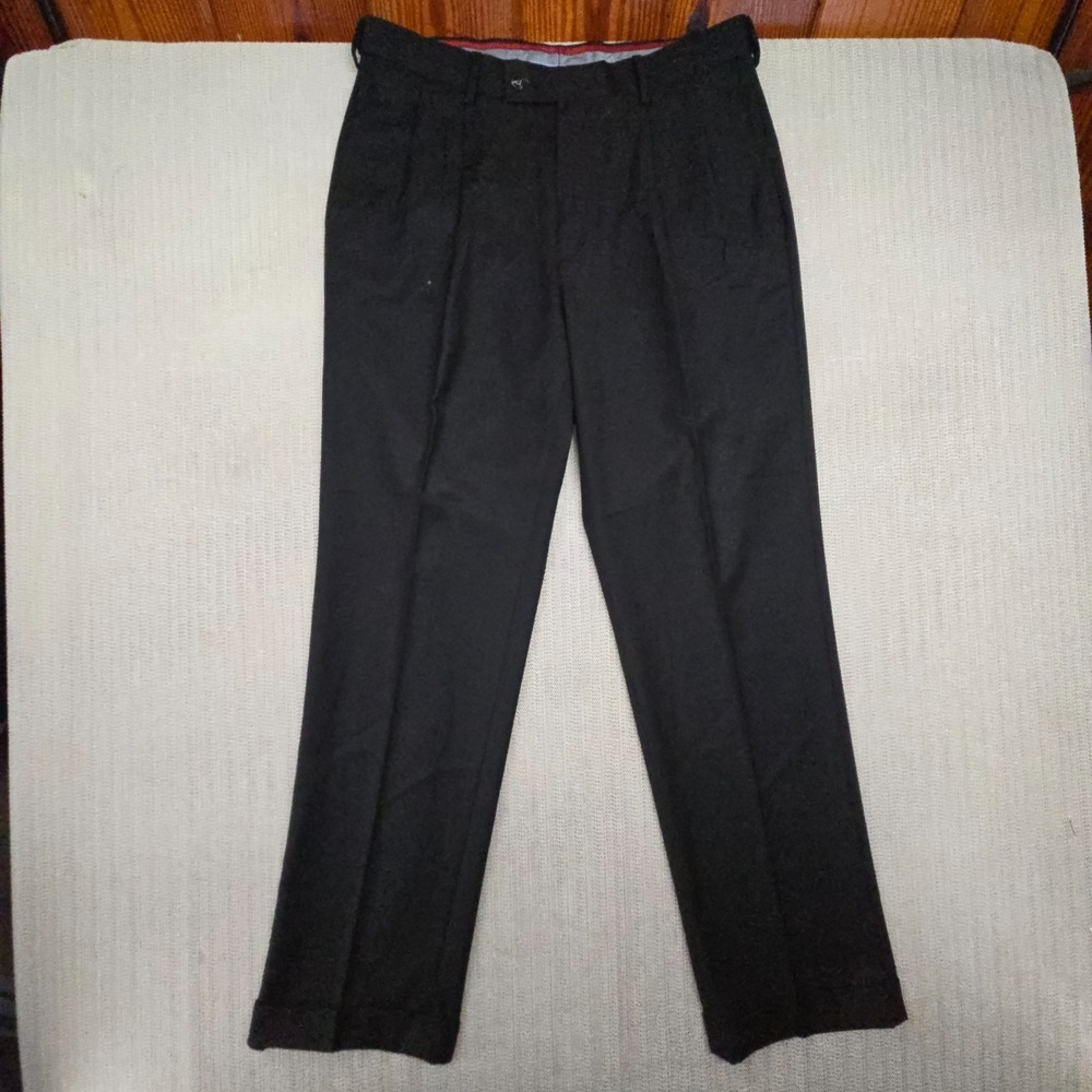 Vintage Louis Raphael Dress Pants Mens 34x32 Black Rosso Pleated Classic 90s